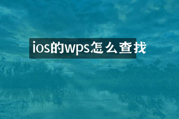 ios的wps怎么查找