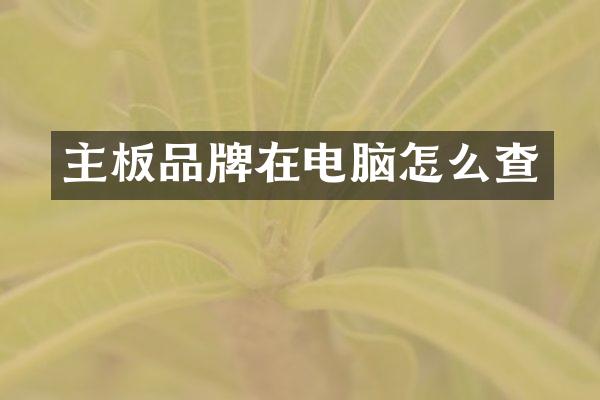 主板品牌在电脑怎么查