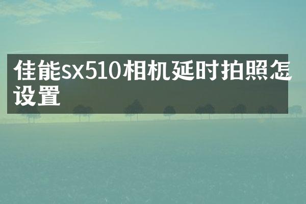 佳能sx510相机延时拍照怎么设置