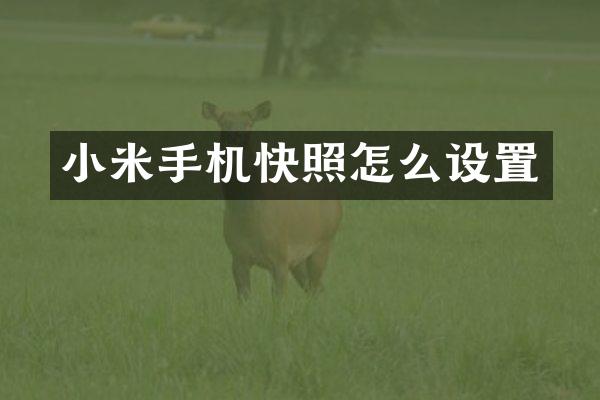 小米手机快照怎么设置