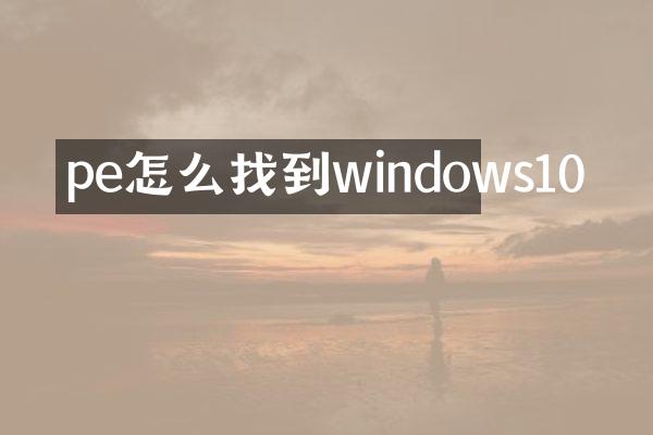 pe怎么找到windows10