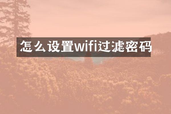 怎么设置wifi过滤密码