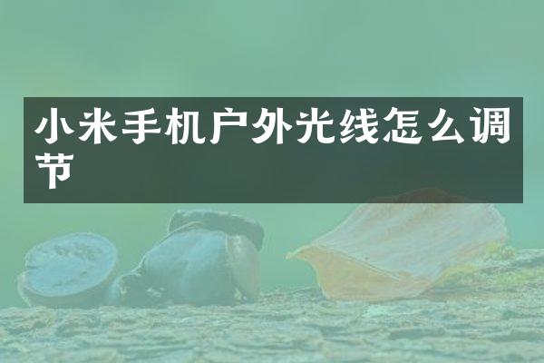 小米手机户外光线怎么调节