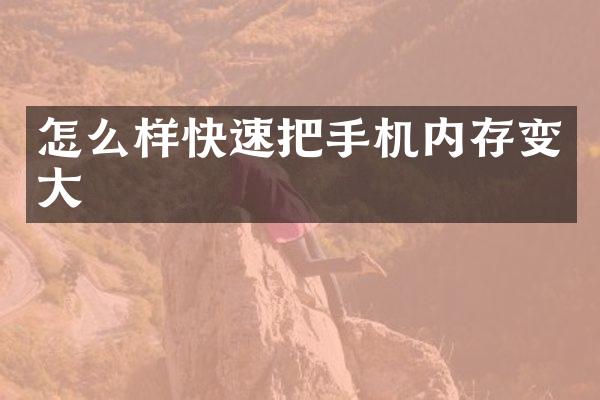 怎么样快速把手机内存变大
