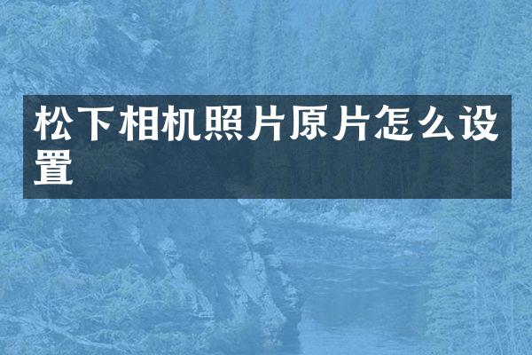 相机照片原片怎么设置