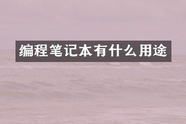 编程笔记本有什么用途