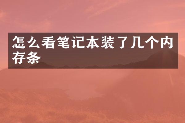 怎么看笔记本装了几个内存条