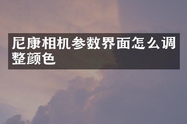 尼康相机参数界面怎么调整颜色