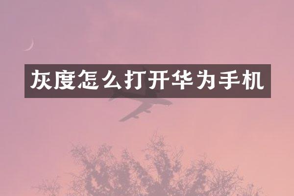 灰度怎么打开华为手机