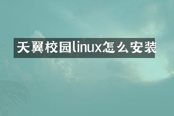 天翼校园linux怎么安装