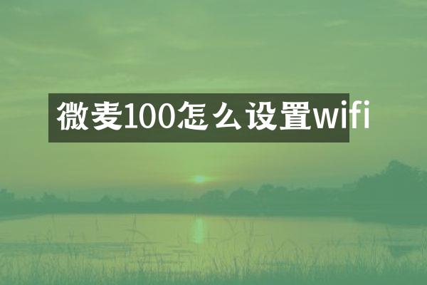 微麦100怎么设置wifi