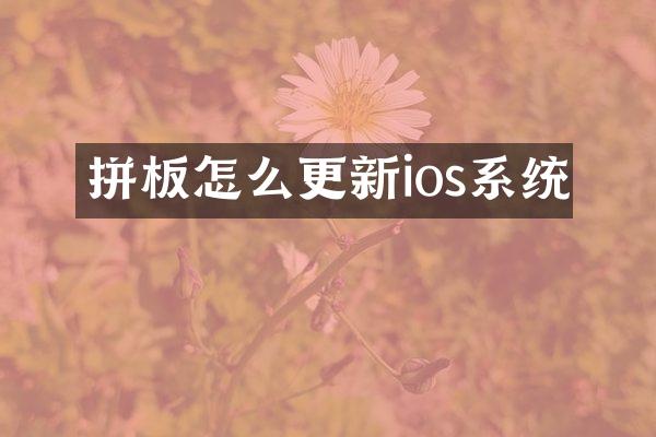 拼板怎么更新ios系统