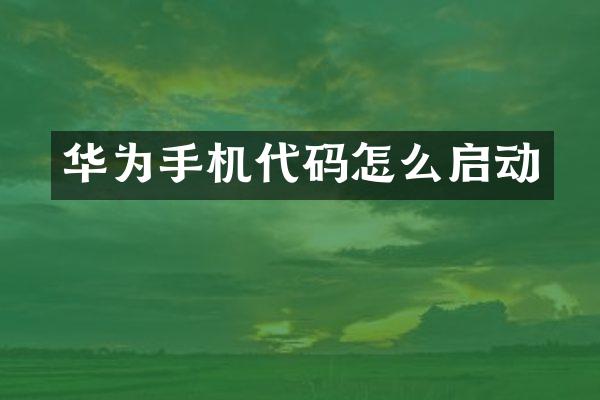 华为手机代码怎么启动