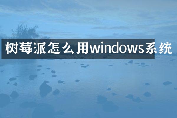 树莓派怎么用windows系统