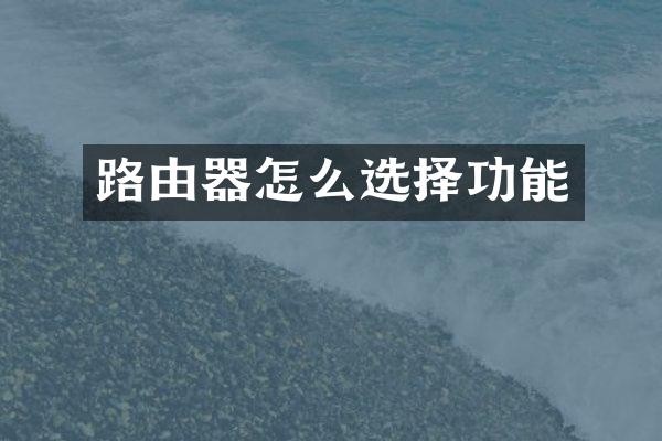 路由器怎么选择功能