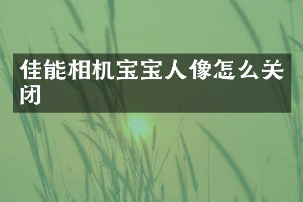 佳能相机宝宝人像怎么关闭