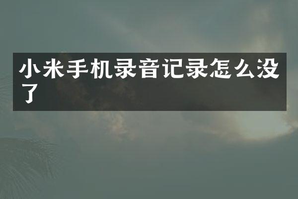 小米手机录音记录怎么没了