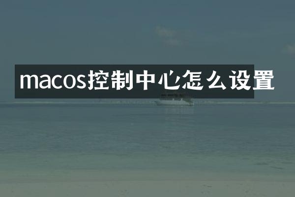 macos控制中心怎么设置