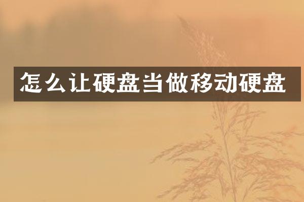 怎么让硬盘当做移动硬盘