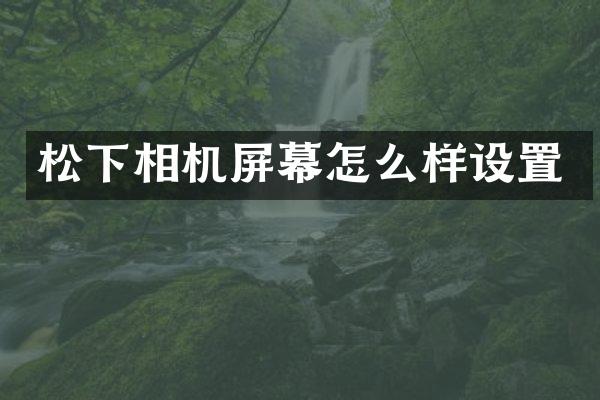 相机屏幕怎么样设置