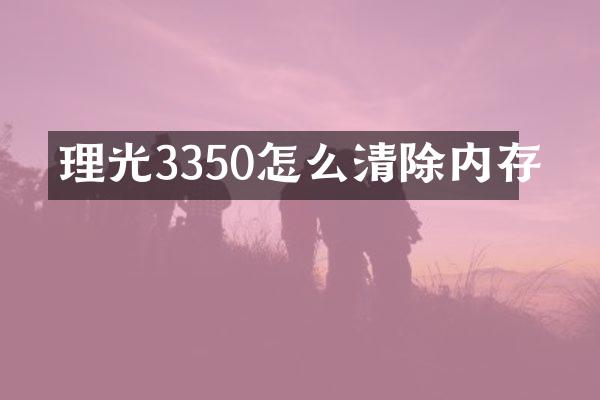 理光3350怎么清除内存
