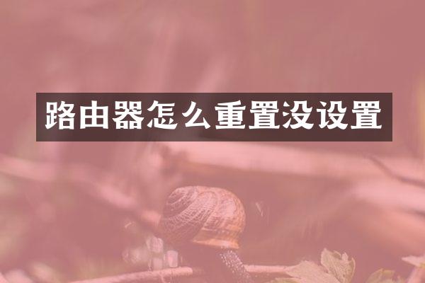 路由器怎么重置没设置
