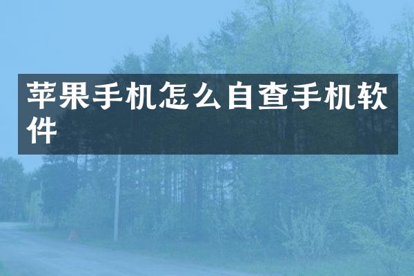 苹果手机怎么自查手机软件