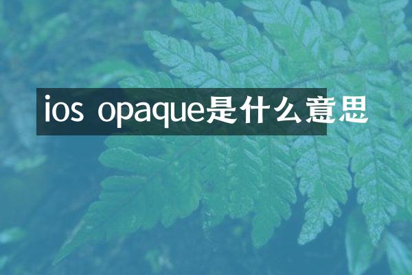 ios opaque是什么意思