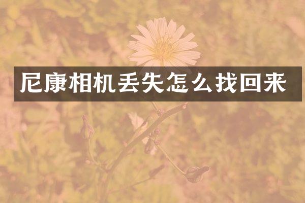 尼康相机丢失怎么找回来