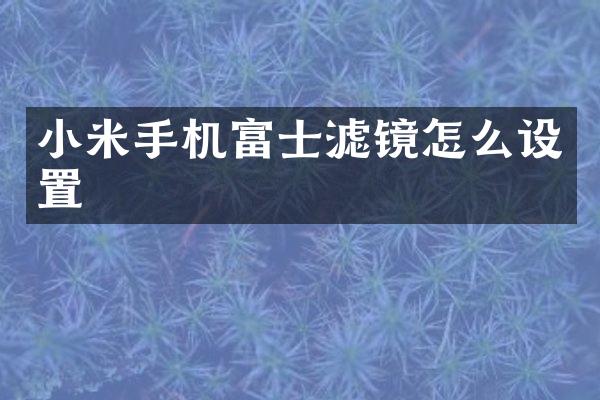 小米手机富士滤镜怎么设置