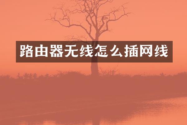路由器无线怎么插网线