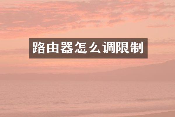 路由器怎么调限制