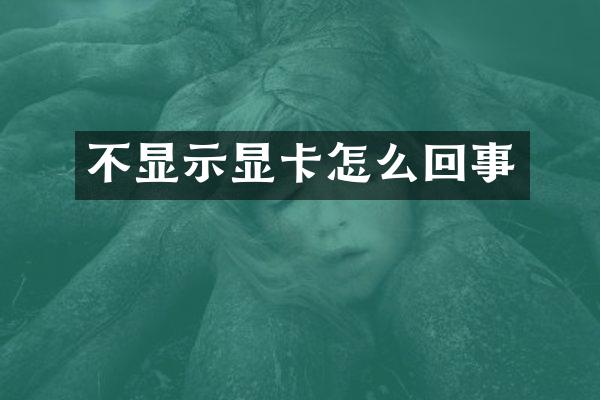 不显示显卡怎么回事