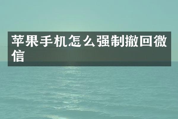 苹果手机怎么强制撤回微信