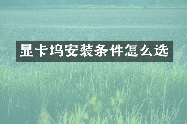 显卡坞安装条件怎么选