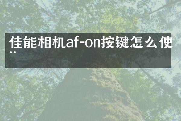 佳能相机af-on按键怎么使用