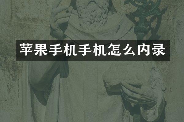 苹果手机手机怎么内录