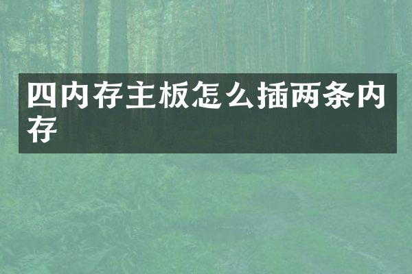 四内存主板怎么插两条内存