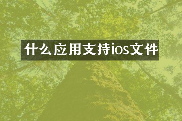 什么应用支持ios文件