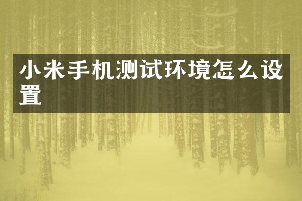 小米手机测试环境怎么设置