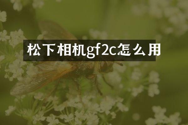 相机gf2c怎么用