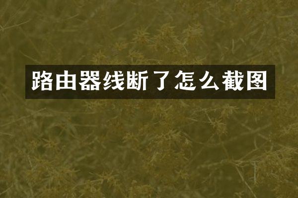 路由器线断了怎么截图