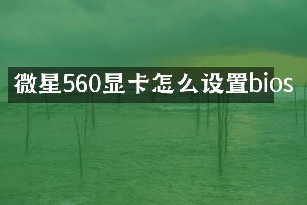 微星560显卡怎么设置bios
