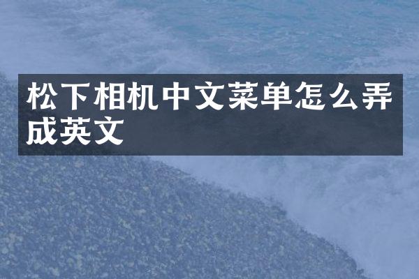 相机中文菜单怎么弄成英文