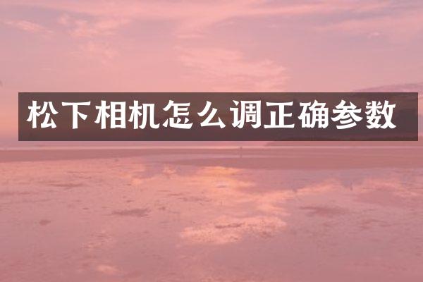 相机怎么调正确参数