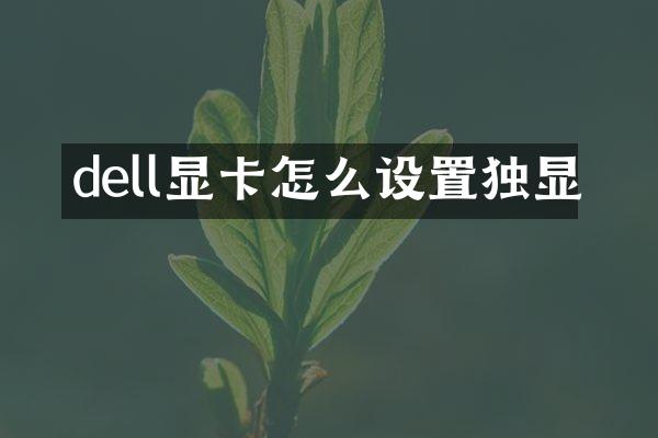 dell显卡怎么设置独显