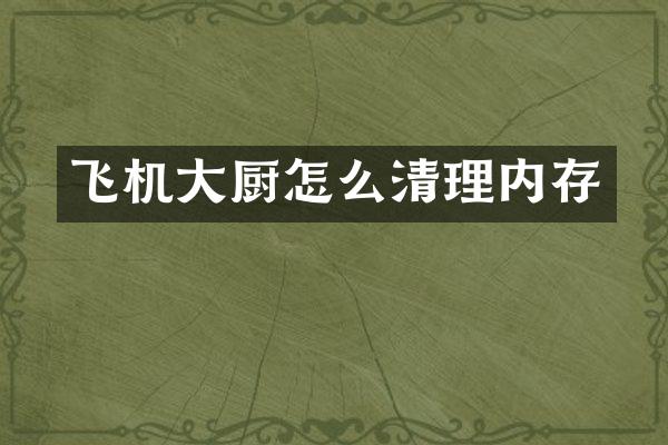 飞机大厨怎么清理内存