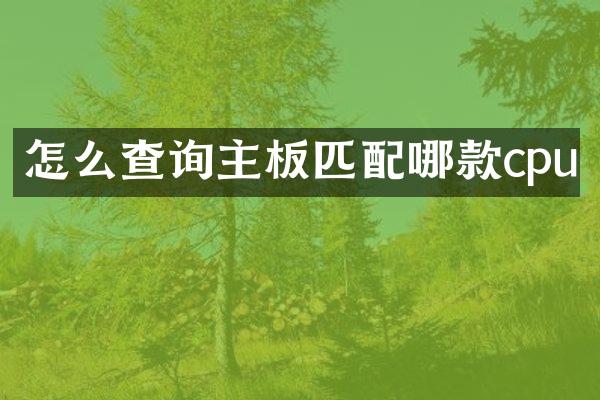 怎么查询主板匹配哪款cpu