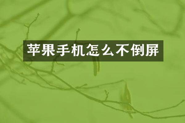 苹果手机怎么不倒屏