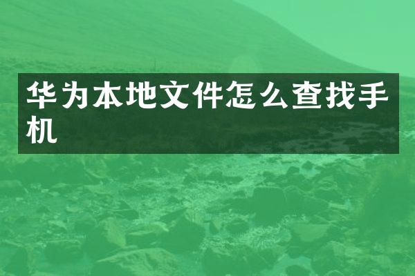 华为本地文件怎么查找手机